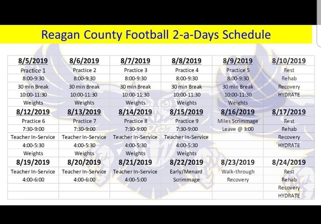 Football practice schedule